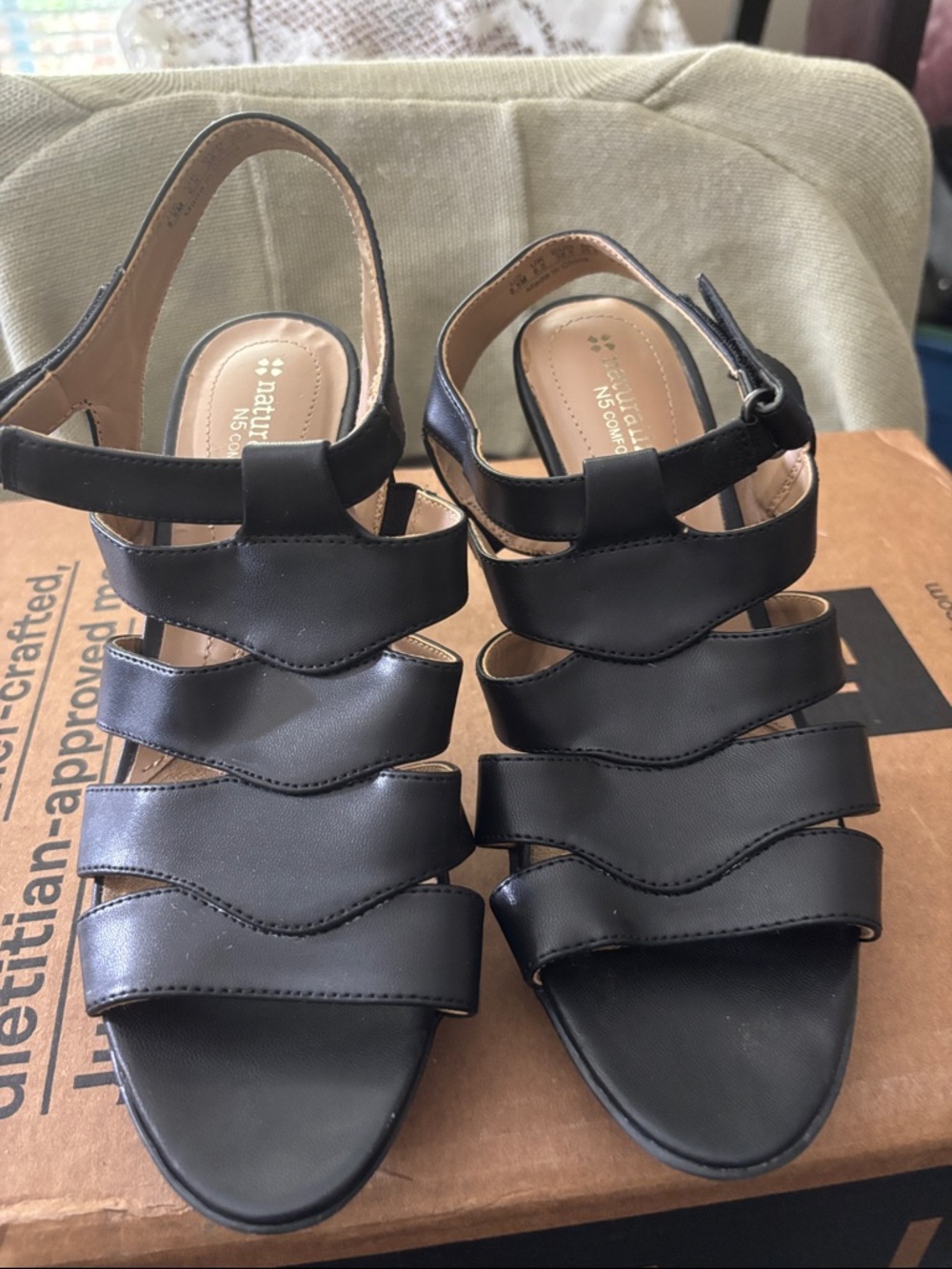 Naturalizer Black Multi-Strap Comfort Sandals